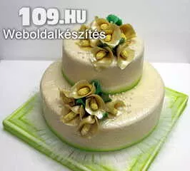 Esküvői torta marcipán kálával